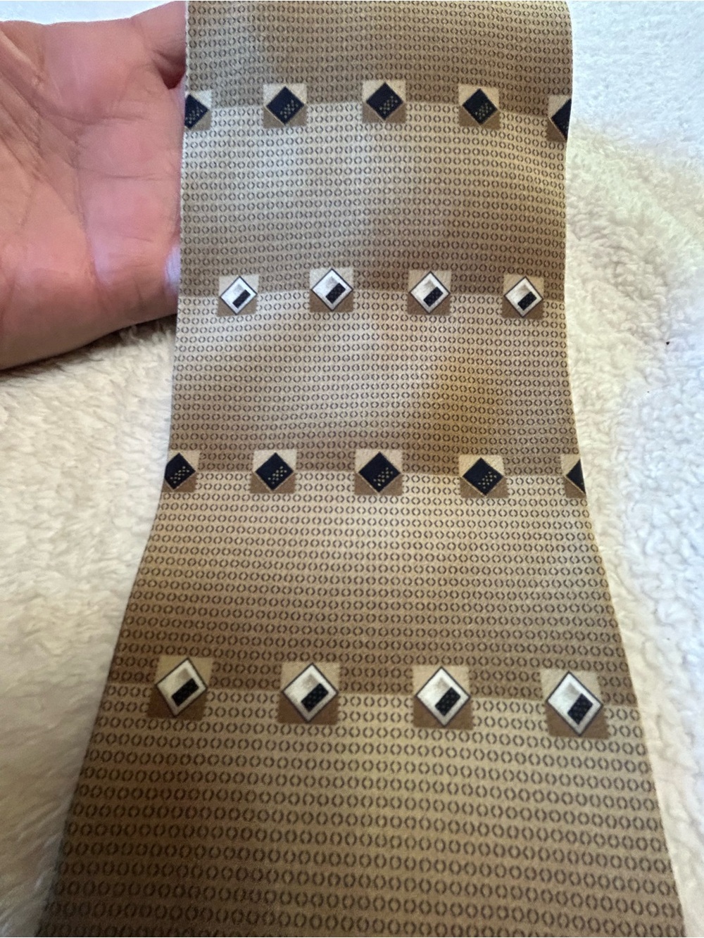 🎁3 for $30 - Beige with Diamond Motif Necktie